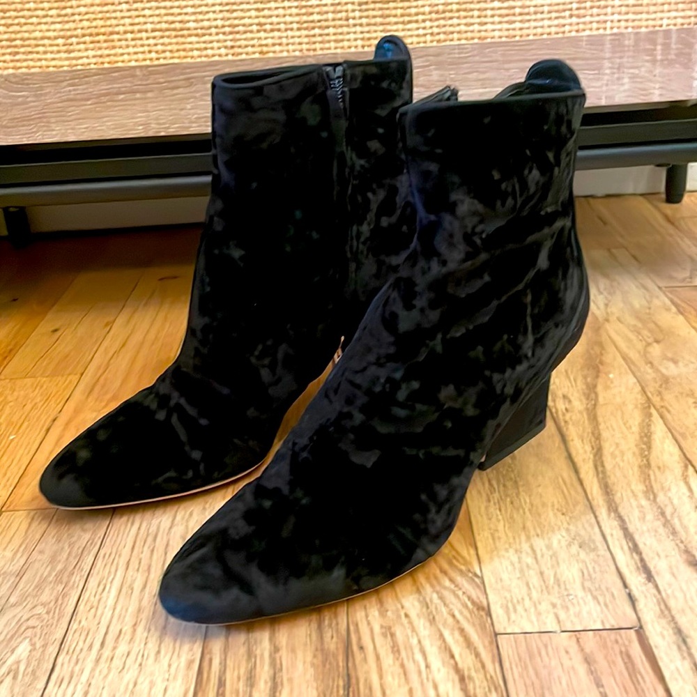 Jimmy Choo size 38 velvet grosgrain trim boots